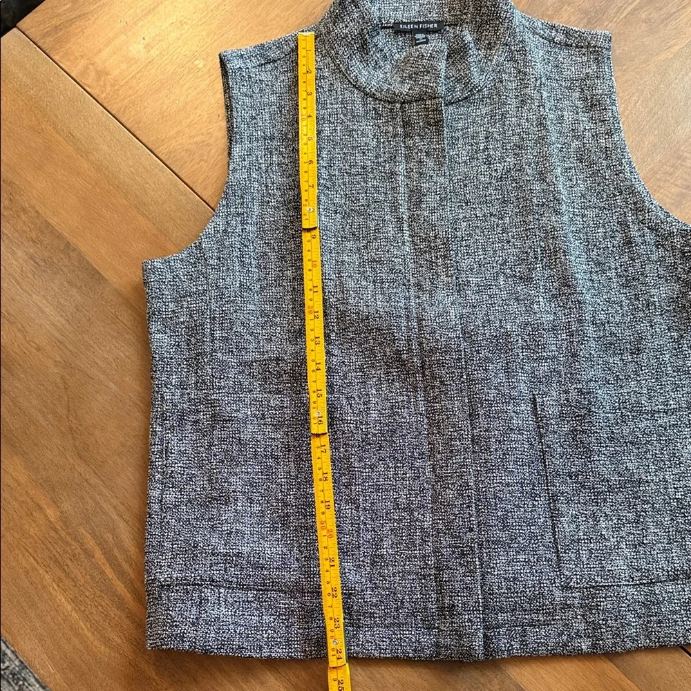 Eileen Fisher Stand Collar Stretch Organic Cotton Tweed Vest, M, EUC - Picture 6 of 10